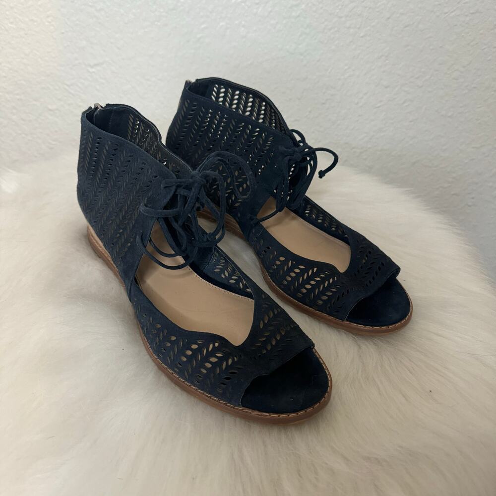 Vince Camuto Remme Suede Wedges Dark Navy 9